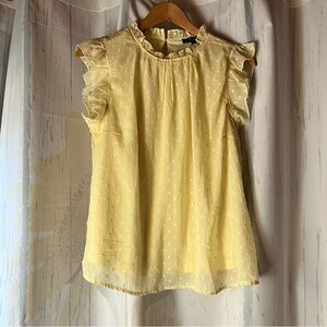 A Love Story Yellow Sleeveless Ruffle Blouse
